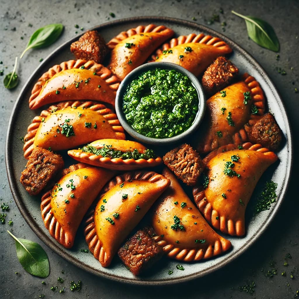 Empanadas de CarneEmpanadas de carne con chimichurri.