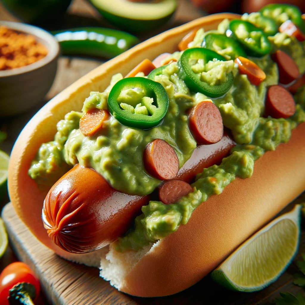 Perro Caliente con Guacamole y Jalapeños